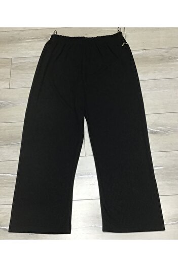 ECE GİYİM Plus Size - Ribbed Personality Cut Elastic Waist Trousers