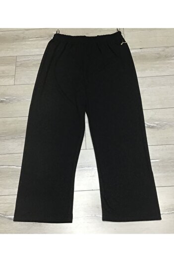 ECE GİYİM Plus Size - Ribbed Personality Cut Elastic Waist Trousers