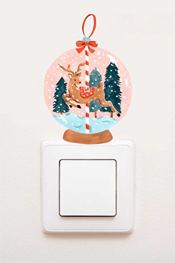 Piksel Grafik Snow Globe New Year Socket Sticker, Christmas Labels