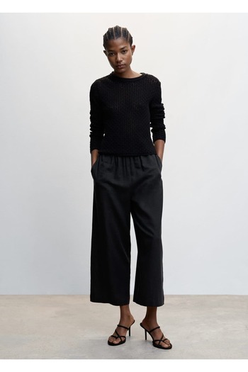MANGO Woman Linen Culotte Pants