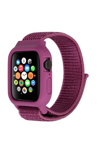 Techmaster Apple Watch 1 2 3 4 5 42mm 44mm Uyumlu Zırhlı Loop Örgü Kılıf Kordon