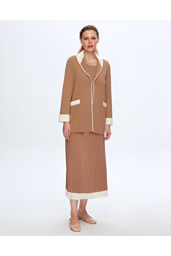 MISS DALIDA Women's Shawl Collar Two-Color Cardigan