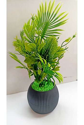 La bella bazar Plantă artificială de garnitură verde în mini ghiveci, piatră verde fosforescentă, 17 cm, decorativă pentru baie, bucătărie, masă, floare