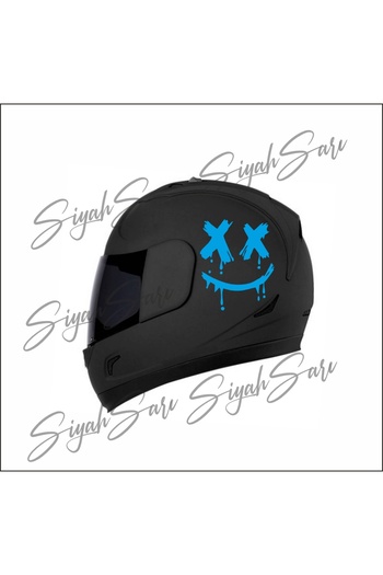 S&S HEDİYELİK EŞYA Autocolant pentru cască de motor X X Smiley Face Auto Motor Motocicletă Autocolant pentru cască de motor Folie autocolantă
