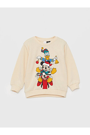LC Waikiki LCW baby Bisiklet Yaka Uzun Kollu Disney Baskılı Erkek Bebek Sweatshirt ve Eşofman Alt 2'li Takım