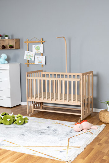 Bamgidoo Ahşap Beşik Anne Yanı Beşik Organik 60x120 - Uyku Setsiz Yataksız