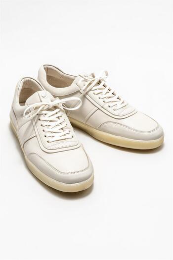 Elle Shoes Ecru Leather Men's Casual Shoes