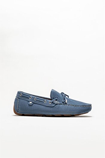 Elle Shoes Mavi Deri Erkek Loafer