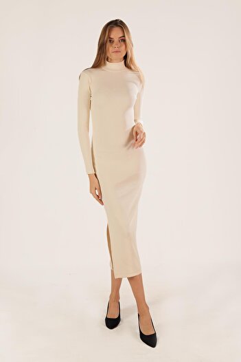 ESPİNA Camisole Turtleneck Slit Knitted Long Dress