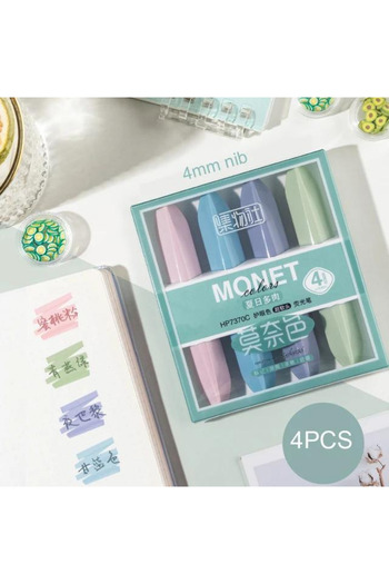 NaSaDAN Maskara Model Sonbahar Seri 4 Lü Pastel Fosforlu Kalem Seti
