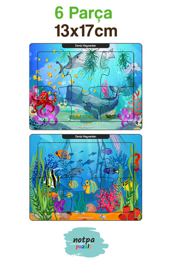kutuTR Notpa Çocuklar Için Eğitici Ve Öğretici Ahşap 6 Parça 13x17 Renkli Puzzle 6'lı Set-601