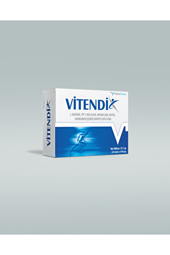 Tedafarma Vitendix Supplement with L-Arginine, Type 1 Collagen, Bromelain, Routine, Curcumin, 30 Tablets