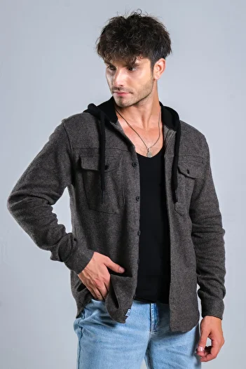 ByTrend Χειμερινό πουκάμισο με κουκούλα διπλή τσέπη MAR 4185