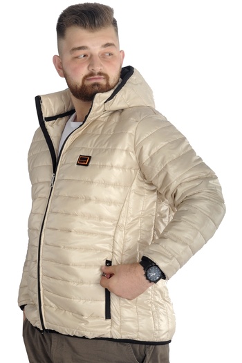 ModeXL Mode Xl Large Size Coat Quilted Hooded 22602 Beige
