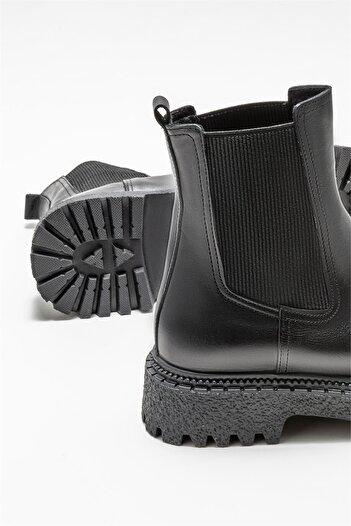 Elle Shoes Siyah Deri Kadın Günlük Bot