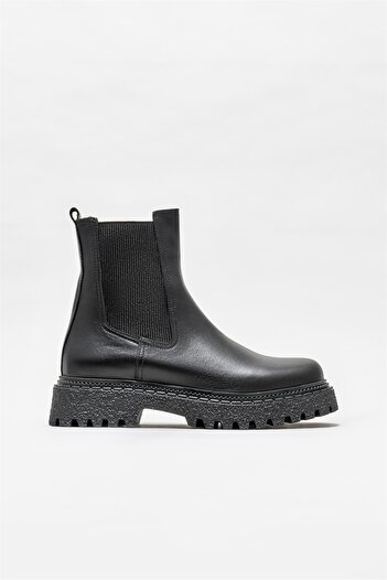 Elle Shoes Siyah Deri Kadın Günlük Bot