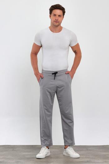 COMBİNE MİCHAİL Men's Gray Straight Leg Relaxed Cut Sweatpants