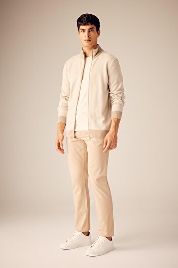 DeFacto Standard Fit Regular Cut Stand Collar Zippered Knitwear Cardigan R1686Az23Wn