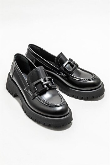 Elle Shoes Black Leather Women's Loafer