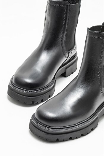 Elle Shoes Siyah Deri Kadın Günlük Bot