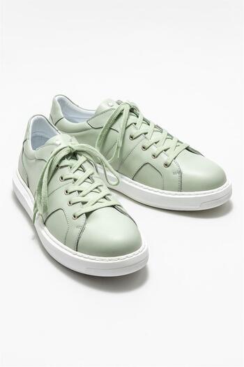 Elle Shoes Mint Green Leather Men's Sneakers