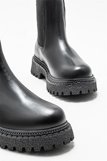 Elle Shoes Siyah Deri Kadın Günlük Bot