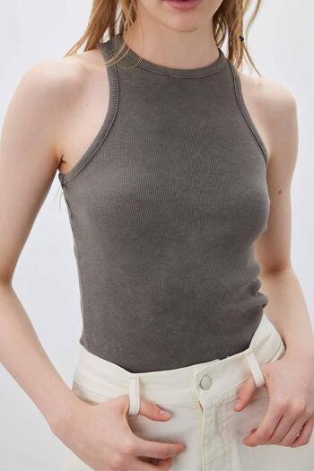 Manuka Faded Effect Sleeveless Bodysuit Anthracite