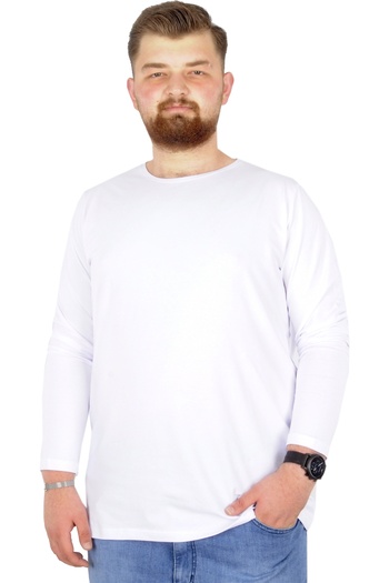 ModeXL Mode Xl Великий розмір Чоловіча футболка з еластичним коміром 20102 Білий