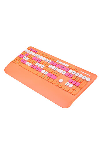Everest KM-6281 CANDY Renkli Tuşlu Turuncu Kablosuz Q Multimedia Klavye + Mouse Set