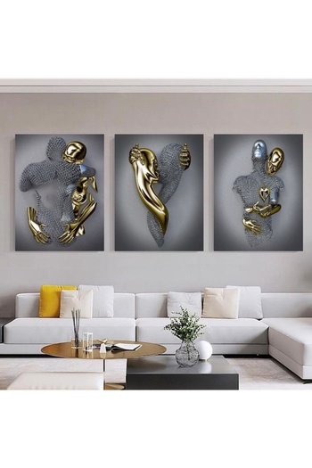 tualya Tablou decorativ din pânză cu model modern, 3 piese