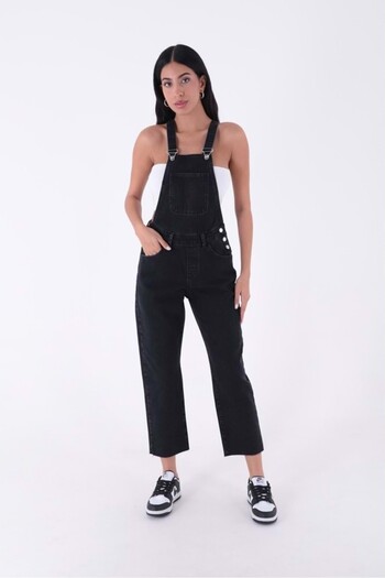 RICHMOST Side Button Detailed Decorative Pocket Unlined Mom Fit Women's Jeans Jumpsuit Anthracite Denim Four Seasons