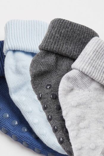MEM SOCKS Опаковка от 12 органични памучни противоплъзгащи чорапи за бебе/дета
