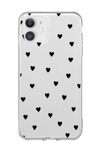 caseland iPhone 11 Compatible Hearts Patterned Transparent Phone Case