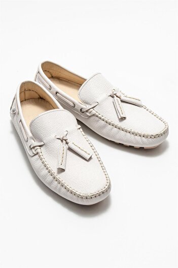 Elle Shoes Beige Leather Men's Casual Shoes