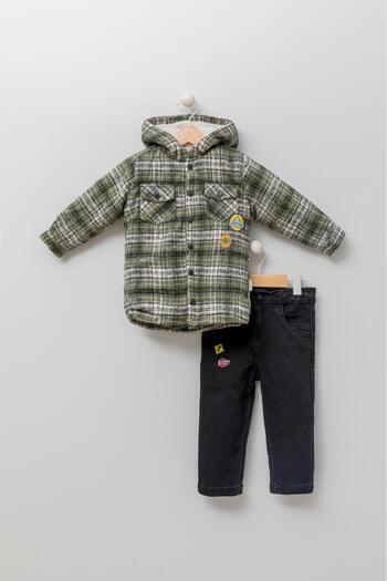 Babyhola Velsoft Lined Jacket Jeans Trousers Boy's 2-Piece Set 12590