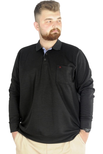 ModeXL Mode Xl Men's Long Sleeve Polo Pocket Interlock M 22460 Black