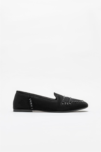Elle Shoes Черни кожени дамски мокасини