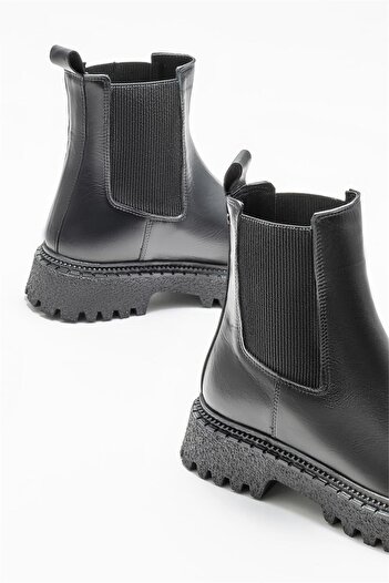 Elle Shoes Siyah Deri Kadın Günlük Bot