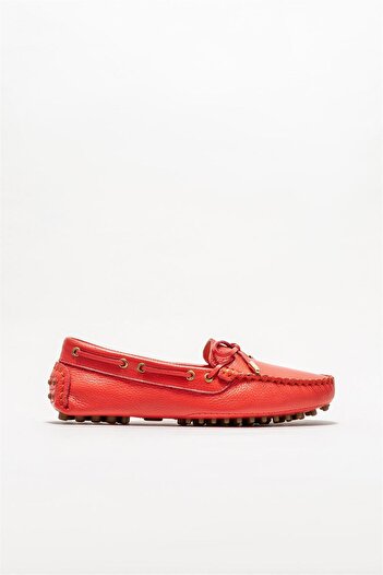 Elle Shoes Red Leather Casual Shoes