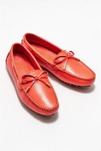 Elle Shoes Red Leather Casual Shoes