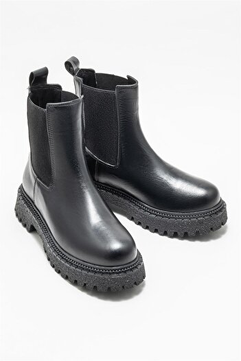 Elle Shoes Siyah Deri Kadın Günlük Bot