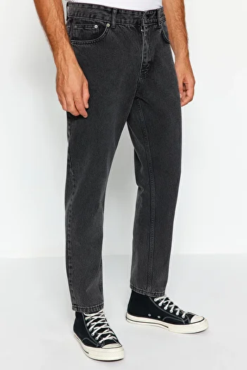 Trendyol Collection Anthrazit Smoke Relax Fit Boyfriend Jeans Kot Pantolon TMNAW23JE00043