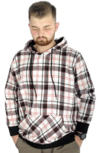 ModeXL Чоловічий светр з капюшоном і кишенями - Mode XL 22528 Екрю