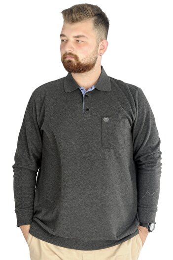 ModeXL Ανδρικό πουκάμισο πόλο Mode Xl με τσέπες Selanik Basic 20441 Antramelange