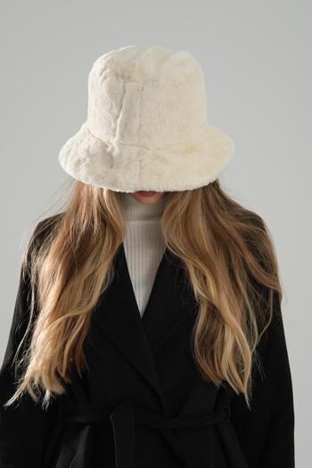 Deafox Ecru Plush Lined 58 Cm Bucket Hat