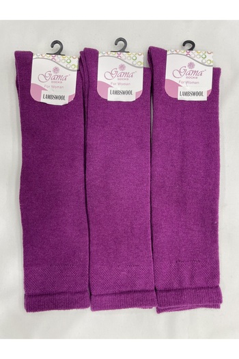 Gama Çorap 3 Pieces Genuine Lamb Wool Long Below the Knee Thick Winter Women's Socks