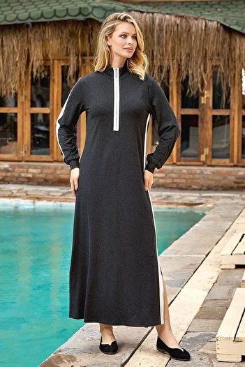Cossy By Aqua Ankle Length Long Sleeve Dress CossybyAqua 24378-ANTHRACITE - 38
