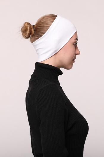 Altobeh Bandana Hijab fără cusături din bumbac pieptănat pentru femei Bone Sports Hair Band-alb