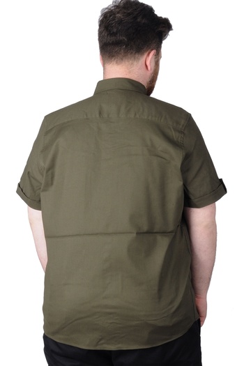 ModeXL Mode Xl Large Size Shirt Kkol Double Pocket Cover 20361 Khaki