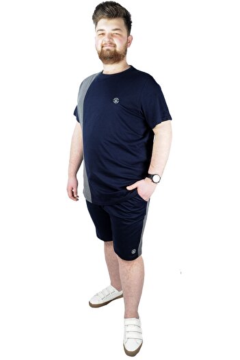 ModeXL Mode Xl Чоловіча футболка з частинами Md08 22134 Синя